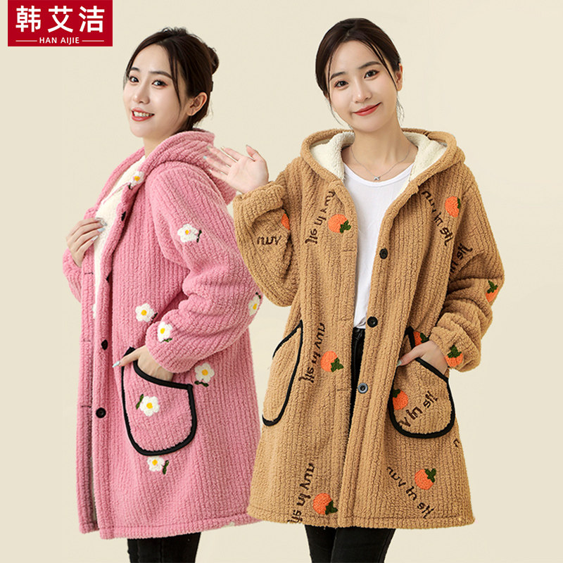 冬季洋派长袖罩衣女士加绒加厚小个子干活上班穿的衣服工作服外穿