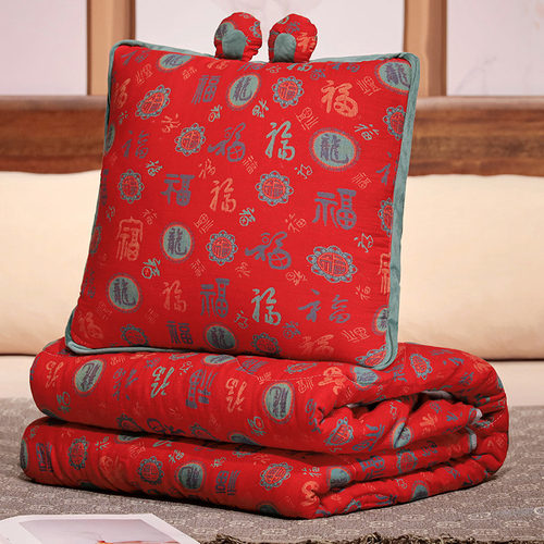 三层纱百福被抱枕被子居家夏凉被冰丝空调被办公室车枕盖被送礼品