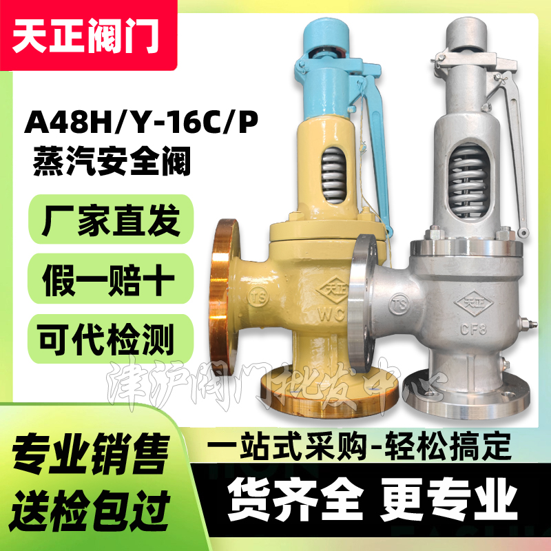 天正安全阀A48H/Y/W-16C/25C弹簧全启式DN405065铸钢蒸汽锅炉阀门