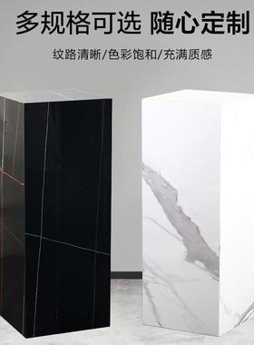 轻奢大理石雕塑底座样板间展示台商场售楼部落地石墩基座石柱摆件