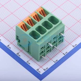 6.35 弯插 P=6.35mm 绿色 弹簧式 1x4P 接线端子KF207RA