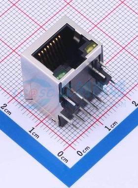 以太网连接器 X01AQ285AA2ADA2插件 RJ45插座 带LED 有屏蔽