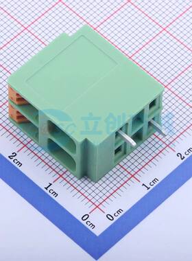 弹簧式接线端子KF207RA-6.35-2P 弯插,P=6.35mm 1x2P 绿色