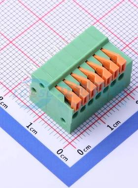 弹簧式接线端子JL141V-25407GA1 插件,P=2.54mm 1x7P 直插 绿色