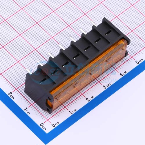 栅栏式接线端子DBT50G-6.35-7P-BK-P OGC 插件6.35mm 1x7P 边脚