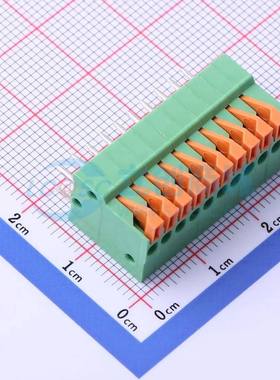 弹簧式接线端子JL141V-25410GA1 插件,P=2.54mm 1x10P 直插 绿色
