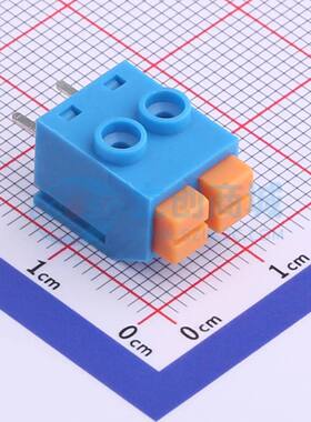 弹簧式接线端子XY118-5.0-2P 插件,P=5mm 1x2P 蓝色