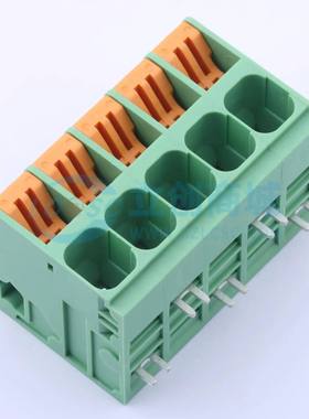 弹簧式接线端子KF207RA-10.16-5P 弯插,P=10.16mm 1x5P 绿色