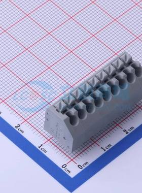 弹簧式接线端子250-209 插件,P=3.5mm(交错脚) 1x9P 灰色