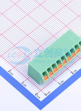 弹簧式接线端子KF250NH-3.5-9P 插件,P=3.5mm 1x9P 绿色