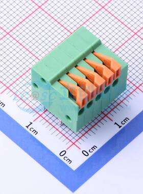 弹簧式接线端子JL141R-25405GA1 弯插,P=2.54mm 1x5P绿色