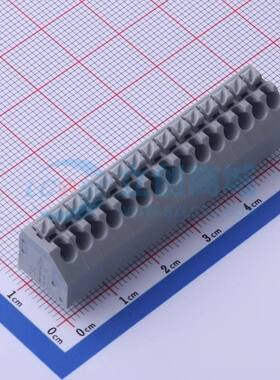 弹簧式接线端子250-215 插件,P=3.5mm(交错脚) 1x15P 灰色