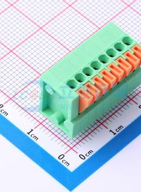 弹簧式接线端子DB141V-2.54-8P-GN 插件,P=2.54mm 1x8P 绿色