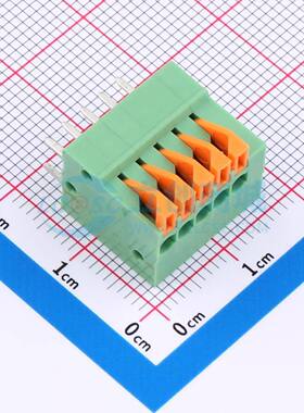 弹簧式接线端子DB141V-2.54-5P-GN 插件,P=2.54mm 1x5P 绿色