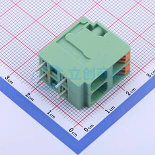 6.35 弯插 P=6.35mm 绿色 弹簧式 1x2P 接线端子KF207R