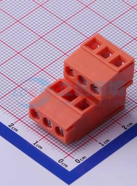 螺钉式接线端子DB128B-5.0-2*3P-OG-S 插件,P=5mm 2x3P 直插 橙色
