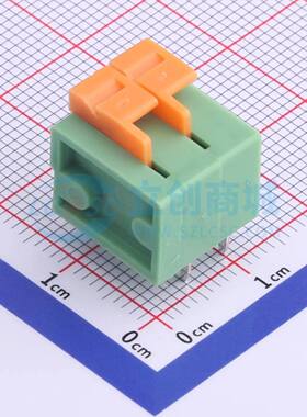 弹簧式接线端子XY122R-5.08-2P 插件,P=5.08mm 1x2P 绿色