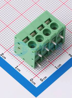 弹簧式接线端子MX205R-5.0-04P-GN01-Cu-A 弯插,P=5mm 1x4P绿色