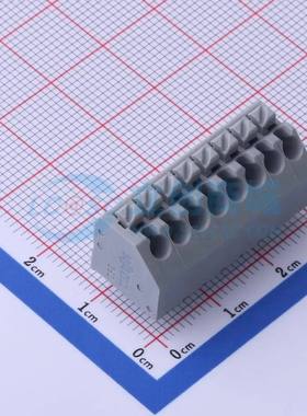 弹簧式接线端子250-208 插件,P=3.5mm(交错脚) 1x8P 灰色