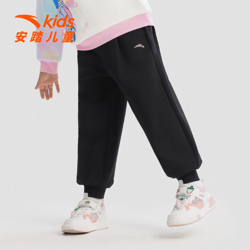 安踏儿童小童裤子女宝运动休闲裤2025春秋新款儿童亲肤束脚长裤子