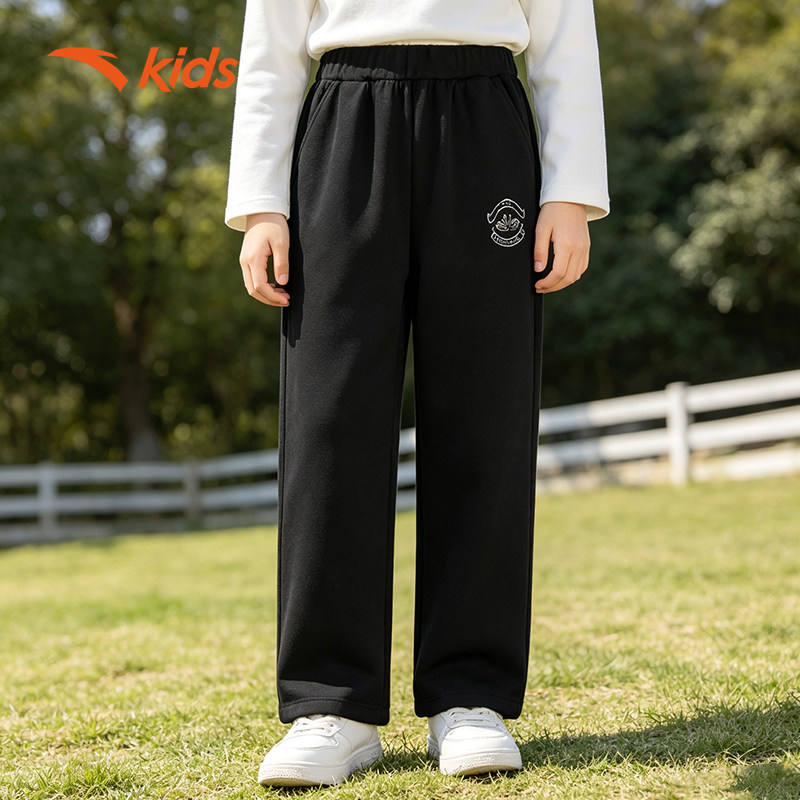 安踏儿童女大童针织运动长裤2026新款舒适亲肤中大童速干直筒裤潮