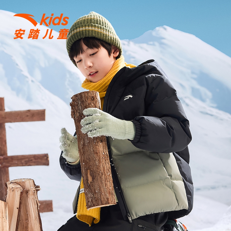 安踏儿童男大童羽绒服冬款上新舒适保暖中大童四防面包服羽绒服