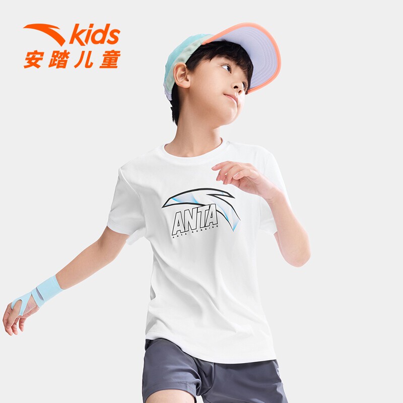安踏儿童速干透气T恤男童运动短袖2026夏季新款休闲凉感上衣潮流T
