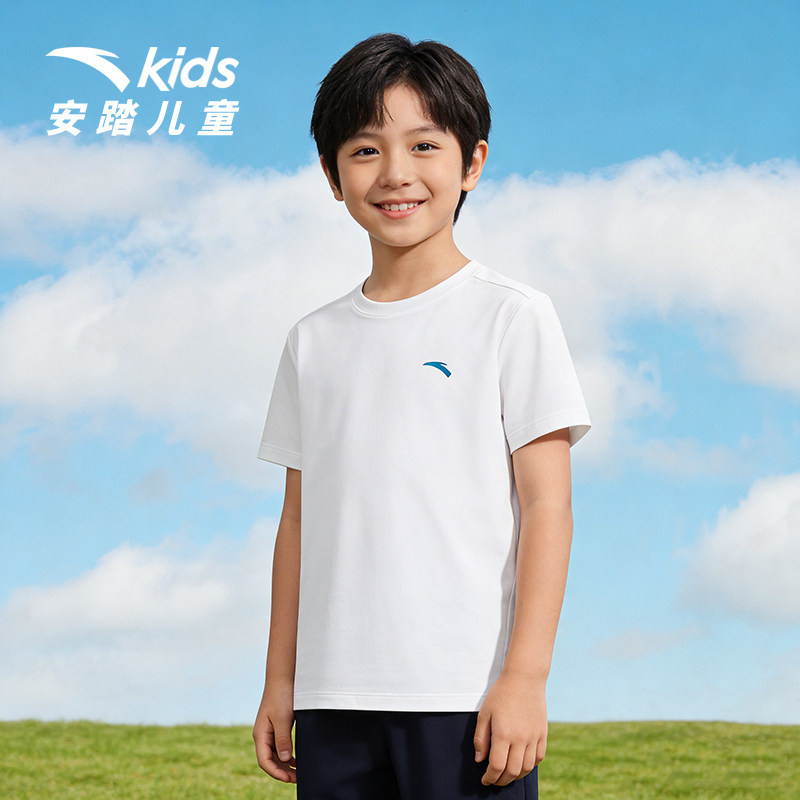 安踏儿童速干t恤2026夏季新款男女童圆领短袖青少年透气运动上衣