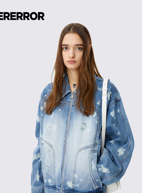 ADERERROR 24SS Elling 夹克外套褪色混合牛仔布潮流宽松短款外套