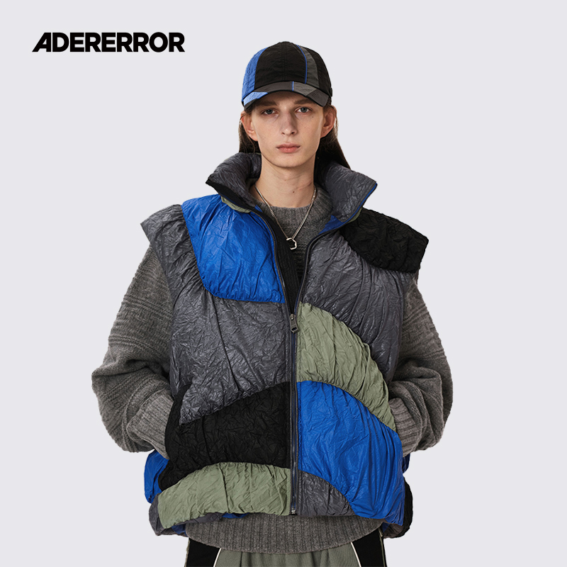 ADERERROR混色立领羽绒马甲