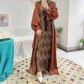 女Dubai Sleeves Shiny 民族开衫 Soft cuff Muslim Kimon