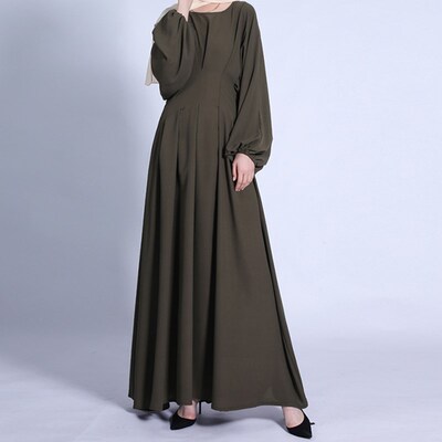 新款穆斯收腰连衣裙宽松长袍