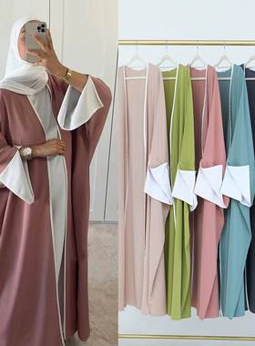 中东迪拜长袍女2024新款连衣裙阿拉伯大码宽松开衫外套 Arab Robe