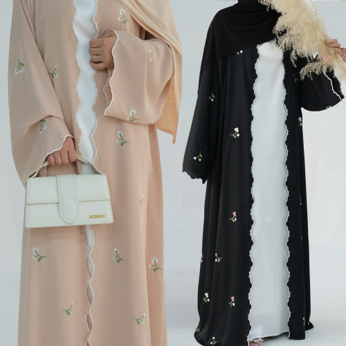 印尼服饰花朵刺绣开衫长袍女 Open Arab Kimono Women
