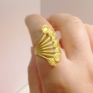 铜镀金戒指女士夸张开口式食指展翅戒指流行婚庆道具饰品
