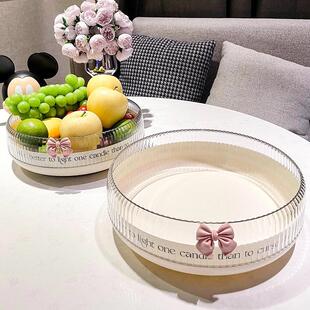 客厅茶几高档轻奢餐盘菜盘创意甜品盘子碟 旋转水果盘家用2024新款