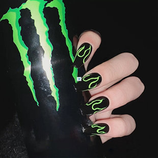 24pcs Black Flame Fake Nails Extra Long Coffin Ballet False