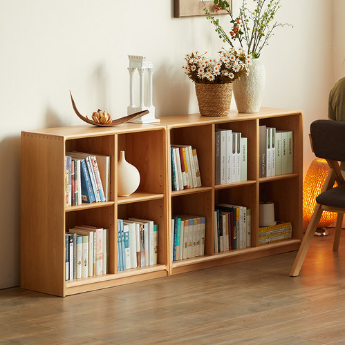 盼居实木矮书柜电视柜落地组合