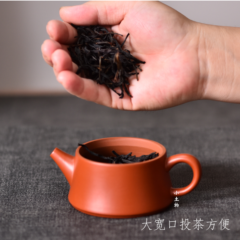 大敞口潮州汉瓦传统朱泥壶