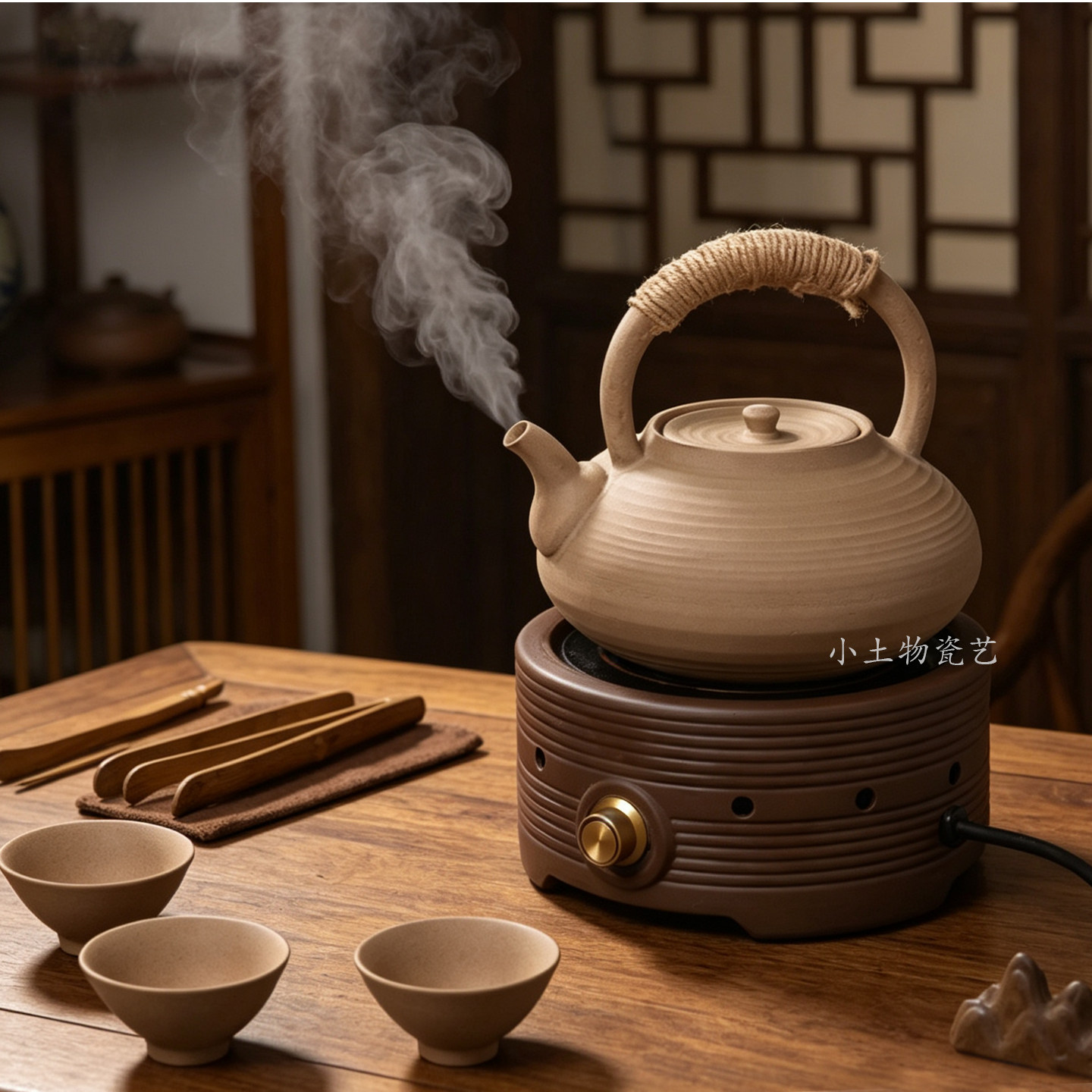 粗陶提梁煮茶壶套装家用煮茶器明火电陶炉老白茶普洱养生烧水壶