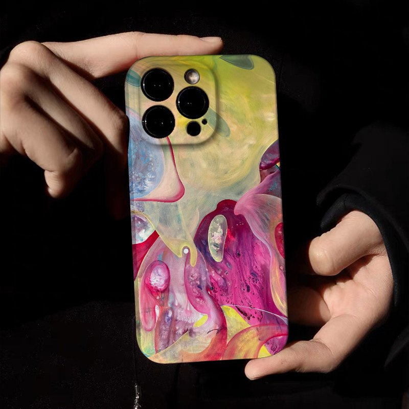 俊彩色晕染适用iPhone15苹果16promax新款手机壳全包镜头14pro防摔软壳13小众艺术生12高级感p40/p60华为p70