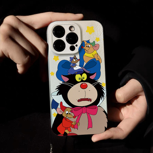 夏日新款原创【惊恐猫咪】适用iPhone15promax手机壳苹果14pro卡通艺术华为mate60荣耀全包防摔小米oppo菲林