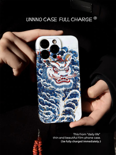 怒目龙王国风国潮小众艺术新款软壳适用苹果15promax手机壳小米14艺术13Pro款华为MATE60PRO全包镜头软一加op