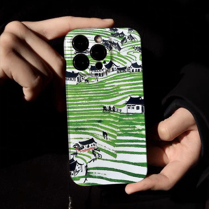 UNNNO【春耕涂鸦】田园风光原创手机壳苹果15promax超薄防摔不发黄14pro小众个性不撞款原创手机壳印记适用苹