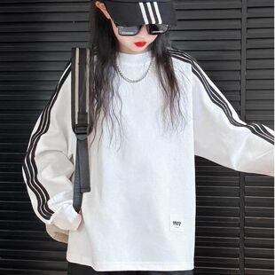 女童打底衫秋冬新款儿童加绒白色上衣女大童秋装洋气长袖t恤