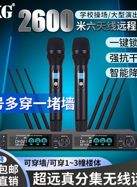 真分集无线U段话筒一拖二四防啸叫专业舞台婚庆演出家用KTV麦克风