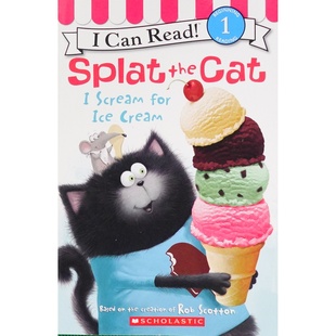 英語原版 趣味冒險 書我會閱讀系列貓咪斯波特IScreamforIceCream繪本適合36歲兒童親子共讀講述貓咪斯波特和同學們在冰淇淋工廠