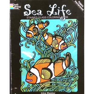 英语原版引进多佛着色书系列海洋生物SeaLife由知名插画师林恩亨特创作包含16幅精美海洋生物插画采用半透明纸张设计适合彩色铅