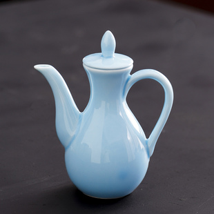 陶瓷白酒壶家用中式小号3两分酒器酒杯带盖把手壶酒具老式醋油品