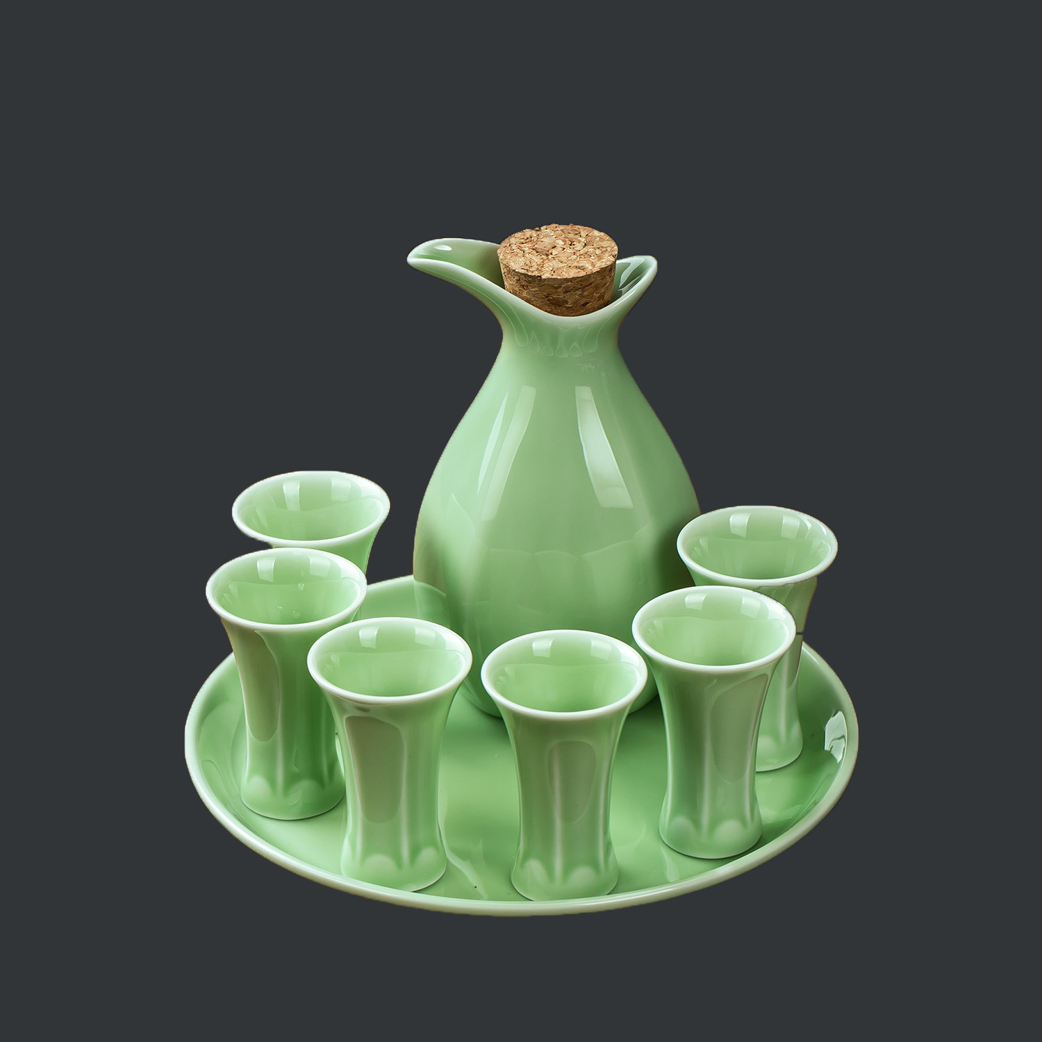 中式青瓷白酒杯酒壶分酒器套装图片